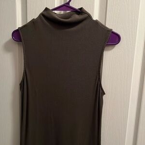 A New Day mock neck ribbed dress. Dark green and fitted throughout the dress.
